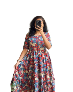 Vestido de Gala Clásico de Algodón Color Granate con Apliques Florales y Bordados, Cuello en V, Manga Larga, para Bodas, Largo hasta el Suelo - Product Image 1