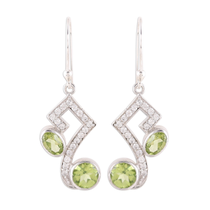 925 Sterling Silver Elegant <b>Handmade</b> Green Peridot <b>Earrings</b> New Design Drop <b>Earrings</b> for Party Hot Popular Gift for Her - Product Image 1
