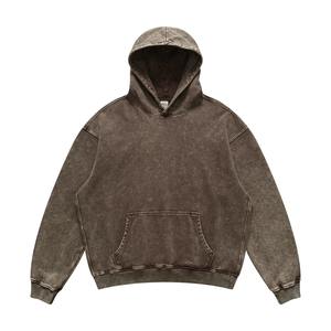 Pull à capuche délavé Hip-Hop Vintage Distressed Heavyweight 500 gsm Oversize Top pour hommes Automne Hiver - Product Image 4