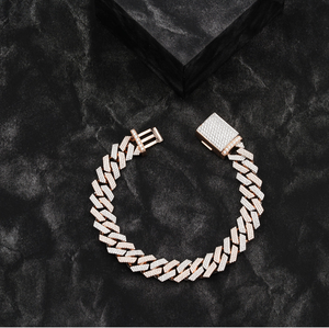 Ice Out VS1 Moissanite Cuban Link Bracelet Oro blanco Corte redondo Diamante Trendy Wedding Party Unisex 925 Sterling Silver - Product Image 2