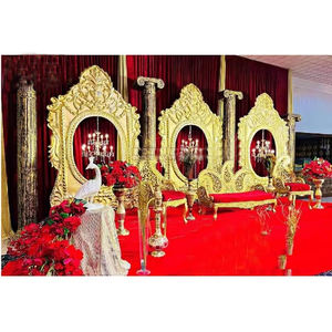 Decoración de Escenario para Ceremonia de Boda Tradicional Profesional Vintage de Rajwada, Ligera, de Fibra de Vidrio, con Tema Dorado, Juego de Nikah - Product Image 1