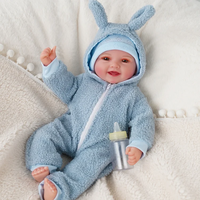 Poupées Reborn Babeside Mia souriantes, 17 pouces, petite fille avec des yeux ouverts, mains en vinyle et corps en tissu de coton doux