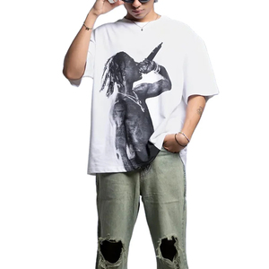Premium Eco-Friendly Oversized Men Printed T-Shirt Street Style <b>Graphic</b> <b>Tee</b> Loose Baggy Fit 100% Cotton Jersey Quick Dry Summer - Product Image 4