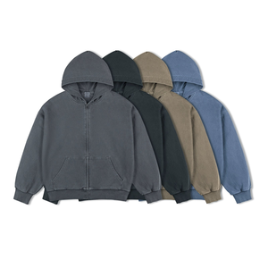Sweat-shirt à capuche surdimensionné en coton 100% avec logo personnalisé, lavage à l'eau, taille plus, en molleton épais, lavage à l'acide - Product Image 4