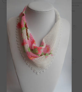Beautifully Handmade High Quality Unique Western Beaded Scarf <b>Necklace</b>, Fringe Beaded Bandana - Product Image 1