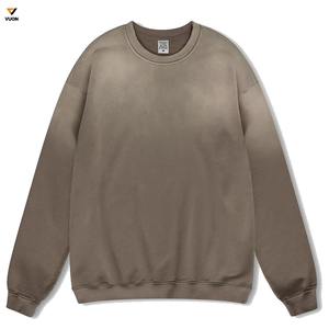 2025 nuevo diseño lavado con ácido cuello redondo pesado sudaderas desteñidas para hombres invierno francés polar 400gsm XS tamaño patrón sólido al por mayor - Product Image 1
