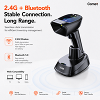 Escáner de Códigos de Barras Inalámbrico COMET EW-5800 Pro 1D/2D con Pantalla LCD, 2.4G BT, Almacenamiento Offline, Sincronización sin Pérdidas, Base de Carga Opcional