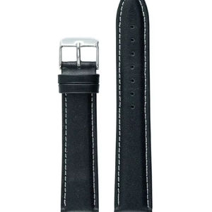 Bracelet de montre unisexe en cuir véritable noir classique de luxe 20 mm respirant résistant à l'eau pour montre connectée, souple, léger et réglable - Product Image 1