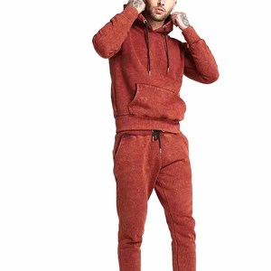 Chándal Jogger para hombre Lavado ácido con chaqueta con cremallera completa y pantalones de cintura elástica para entrenar Jogging y trajes Casuales - Product Image 3