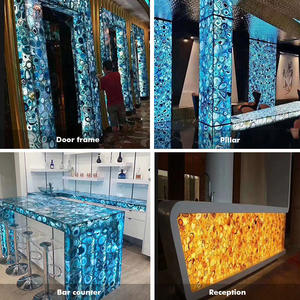 Plan de travail en agate naturelle, console semi-précieuse, bar translucide, mobilier de bar de luxe pour la maison - Product Image 3