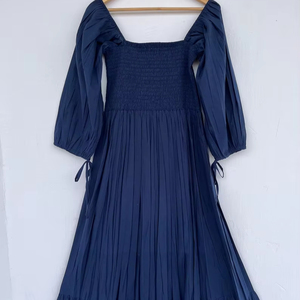 Robe longue boutonnée en pur coton pour femme et fille, col en V, imprimé floqué, longueur genou, écologique, tendance, décontractée, pour soirée d'été - Product Image 1