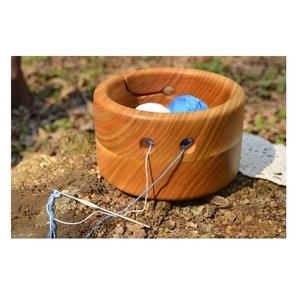 Haute vente grand bol de fil de bois sans enchevêtrement portable couleur marron foncé décoration de table tricot et crochet support de stockage - Product Image 4