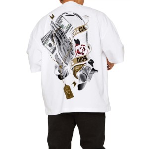 T-shirt uni grande taille de haute qualité, quantité minimale de commande bas OEM 240 g/m² 100% coton, marque personnalisée, pour hommes - Product Image 5