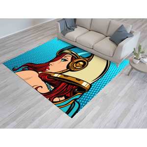 Tapis Pop Art Astronaut Woman : Tapis d'appoint moderne antidérapant, tapis fin non tissé - Product Image 3