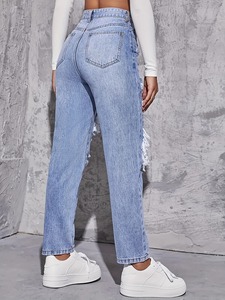 Nouveau Design élégant pantalon en détresse Top qualité Slim-Fit pantalon en jean lavé 100% coton pantalon respirant à séchage rapide pour femmes - Product Image 2