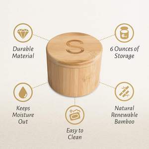 2 packs de bols à sel et à poivre avec couvercle, cave à sel et à poivre en bambou avec cuillères, porte-sel et poivre gravé avec S & P - Product Image 4