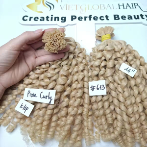 Pixie Curly K Tip Hair Blonde Color super double drawn extensions de cheveux vietnamiens bruts du Vietnam - Product Image 2