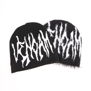 Fabricants de bonnets personnalisés, impression intégrale, jacquard, Y2K, bonnet en mohair doublé de satin d'hiver avec logo personnalisé - Product Image 2