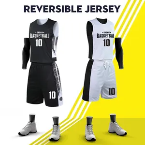Uniformes de Baloncesto Baratos de Poliéster, Camisetas de Baloncesto Reversibles para Hombre, Tallas Grandes para Adultos, Transpirables, de Doble Cara - Product Image 4