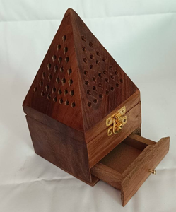 Wooden Bakhoor <b>Burner</b> with Intricate Laser Design Handmade Non-Electric for Budget-Friendly Home Fragrance - Product Image 1