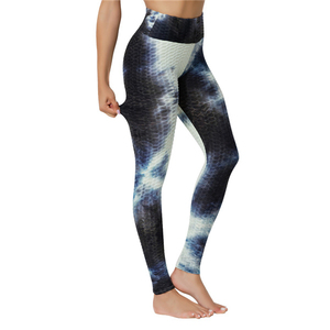Venta caliente de las mujeres Tie Dye Leggings Estilo simple Cintura media Fitness Pantalones Cordón Cierre Botón Sólido Spandex/Poliéster - Product Image 5