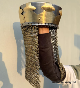 Casco de armadura metálica de calidad para cosplay medieval con marca privada, con una artesanía resistente y duradera de grado guerrero. - Product Image 3