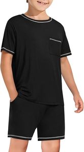 Conjunto de pantalones cortos activos para niños-Camiseta de manga corta de 2 piezas y pantalones cortos de gimnasio de malla-Conjunto de ropa deportiva para niños (4-12) - Product Image 4