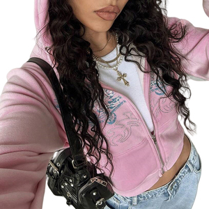 High Quality Embroidery Letter <b>Pattern</b> Kangaroo Pocket Dirty Pink Drop Shoulder Drawstring <b>Women</b> Hoodie - Product Image 5