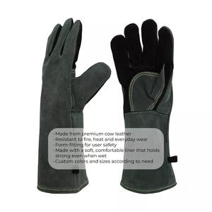 Venta al por mayor Guantes de soldadura Cuero de vaca Split Protector Mano Soldador Guantes DE TRABAJO Guantes de chimenea Barbacoa Construcción - Product Image 2