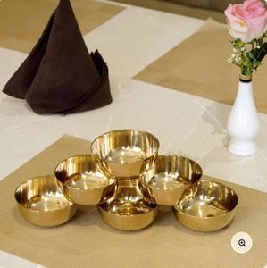 Kansa Katori Laiton Globe Bronze Bols Élégant Plain Esthétique Métal Dîner et Lunchware - Product Image 1