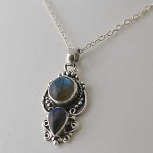 Navya Craft 925 <b>Solid</b> Sterling <b>Silver</b> Women's <b>Necklace</b> with Labradorite Handmade Boho Christmas Jewelry Gift Pearl Main Stone - Product Image 2