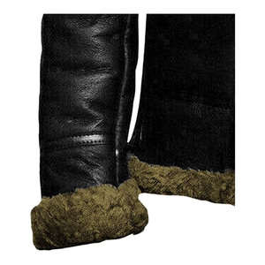 Venta al por mayor de fábrica Hombres RAF Bomber Cálido Grueso Piel de oveja Piel de cordero Largo Shearling Chaquetas de cuero genuino Moda de invierno - Product Image 5