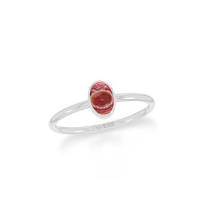 Anillo Apilable de Plata de Ley 925 de Primera Calidad con Engaste de Bisel Liso, Rodocrosita en Forma de Pera Ovalada para Mujer, Estilo Clásico para Fiestas, Paquete de 12 - Product Image 1