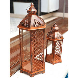 Customized Size <b>Metal</b> <b>Lantern</b> Latest Unique Clear Glass Mesh Design for Home Office Garden Decoration Durable Hanging Candle - Product Image 3