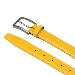 Cinturón de charol de color verde azulado sólido Piel de vaca de alta calidad con hebilla de aleación de longitud personalizada Logotipo personalizado de estilo informal y comercial - Product Image 5