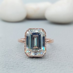 Anillo DE BODA Baguette redondeado de diamante Natural VVS de oro de 10K y 18K de lujo para hombres, tendencia de Hip Hop para fiestas, clásico de moda - Product Image 1