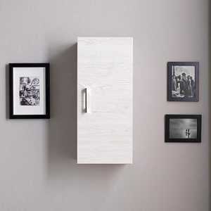 Mobile Bagno Sospeso Koricini Ravenna 31,5 cm in Rovere Bianco con Anta Singola e Maniglia Cromata - Product Image 1