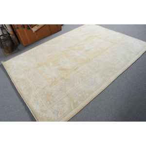 Alfombra Vintage de 5.2x7.5 pies, Alfombra Turca Ikat Blanca - Product Image 4