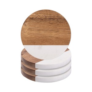 Juego de posavasos de madera y mármol de Acacia redondo de lujo, patrón cuadrado creativo, alfombrilla de cerveza para té y café para decoración de hogar o Bar, almohadilla de vidrio - Product Image 4