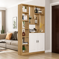 Meuble de séparation moderne en bois massif pour salon, entrée, avec rangement, casier à vin, étagère de présentation, portes, écologique, hauteur réglable