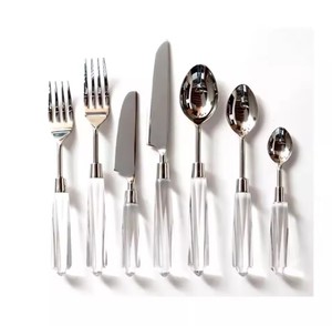 ชุดมีดด้ามหินอ่อนทำด้วยมืออุปกรณ์บนโต๊ะอาหารทำจากสแตนเลสสีทองพร้อมกล่องใส่ช้อนส้อม - Product Image 2