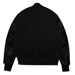 High Street Winter Fleece Sheep Fur Knitted Colorful Long Sleeve <b>Patch</b> Chenille Letterman Varsity Jacket Button Closure for Men - Product Image 3