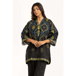 Ensemble Coordonné Bohème Chic en Coton Viscose IPST-55012 – Hauts Imprimés en Mousseline à Manches Trois-Quarts pour Printemps/Été - Product Image 5