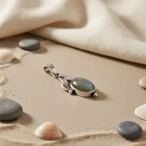 Colgante de Piedra Lunar de Plata 925 con Baño de Platino y Rodio para Joyería de Moda con Piedras Preciosas para Mujer - Product Image 2