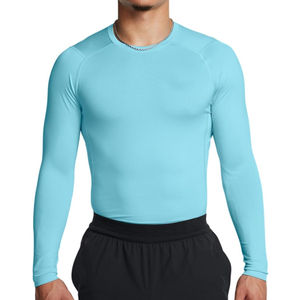 เสื้อรัดรูปโลโก้สำหรับผู้ชายและพิมพ์ลายผ้าถักลายสีทึบ - Product Image 4