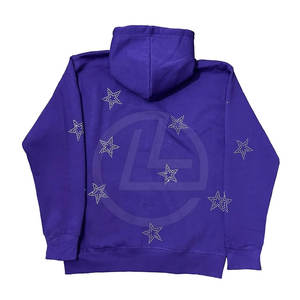 Sudadera con capucha de diamantes de imitación para hombre con estilo con detalles de brillo y aspecto de hombro caído Sudadera con capucha de diamantes de imitación para hombre con gráfico en negrita - Product Image 2