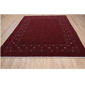 Alfombra Gabbeh de Lana Tejida a Mano, Color Granate Borgoña, Decoración Rústica, Alfombra Grande de Color Rojo Oscuro para el Hogar, Diseño Acogedor - Product Image 1