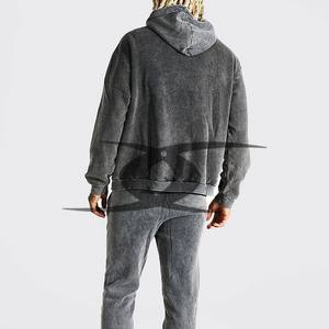OEM personnalisé unisexe Vintage surdimensionné Hip Hop acide lavage pantalons de survêtement à capuche ensembles soleil fané soleil pour l'hiver Logo imprimer hommes - Product Image 2