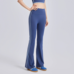 Pantalon évasé de Yoga rayé taille haute pour femmes pêche hanche ascenseur Fitness Gym course sport vêtements d'entraînement pour l'été - Product Image 2