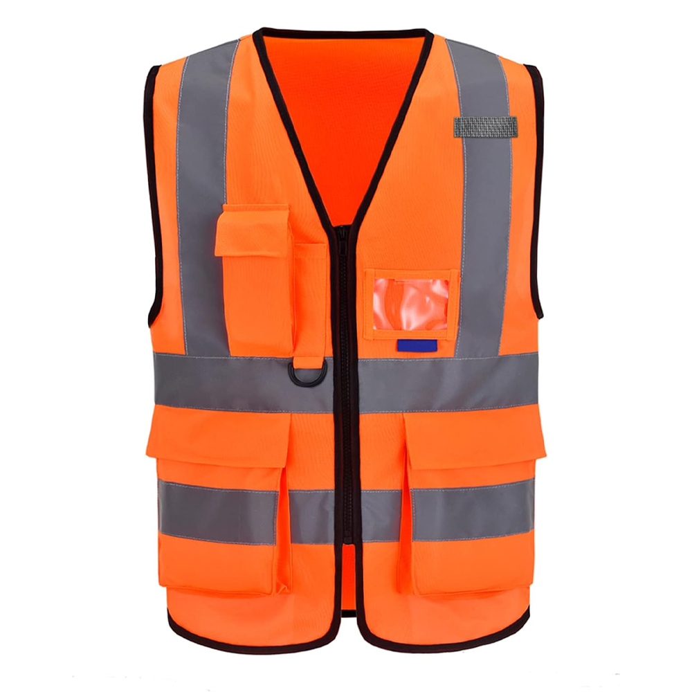 Премиум Hi Vis жилет для мужчин и женщин высокая видимость с несколькими карманами на молнии Светоотражающая защитная одежда дышащий хлопок